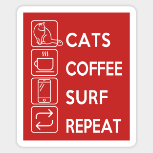 Cats Coffee Surf Repeat Magnet